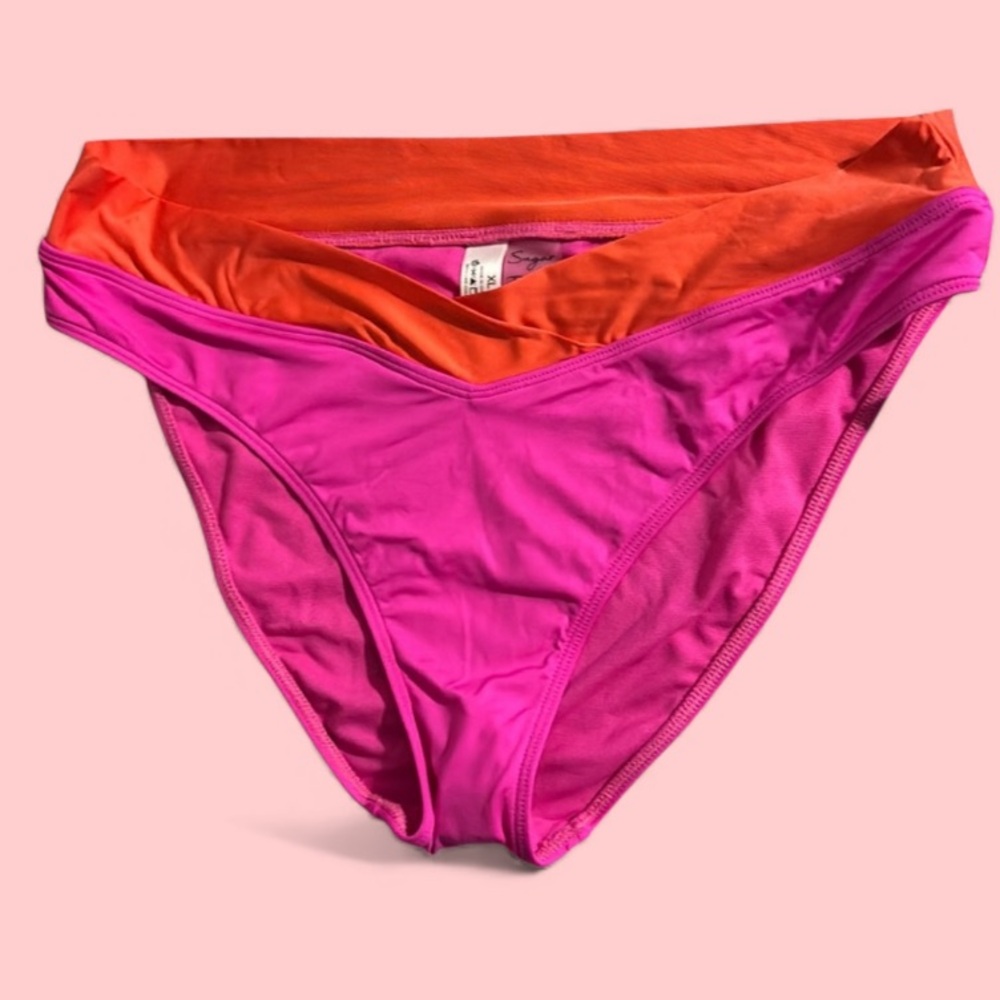 Size XL Sugar Beach Bikini Swim‎ Bottoms Pink and Orange